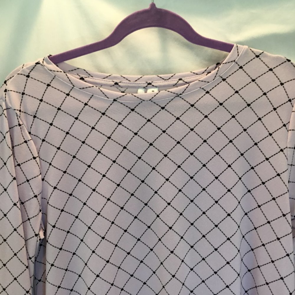 NWOT Elle Women's 3/4 Sleeve Pleated Ruffle Lavender Career Blouse Size Medium - Picture 7 of 7